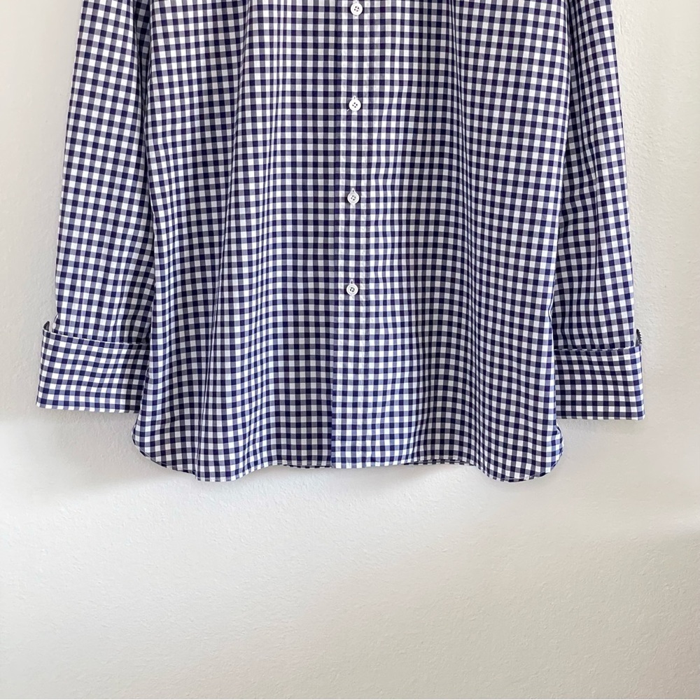 Tom Ford Men’s Slim Fit Gingham Check French Cuff Dress Shirt Blue 43 EU 17 US - Picture 4 of 16